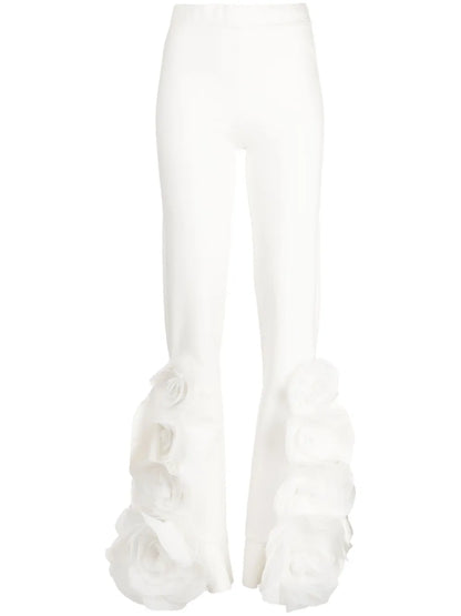 Frilled-Hem Zipped Flared Trousers