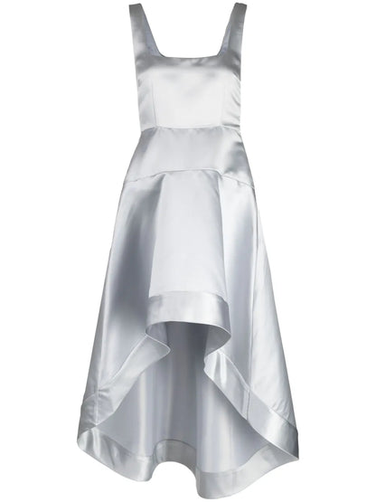 Satin-Finish High-Low Midi Dress