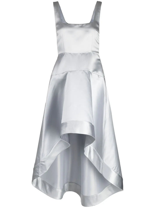 Satin-Finish High-Low Midi Dress