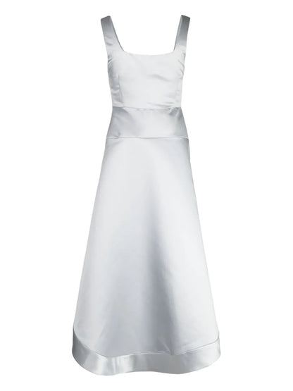 Satin-Finish High-Low Midi Dress