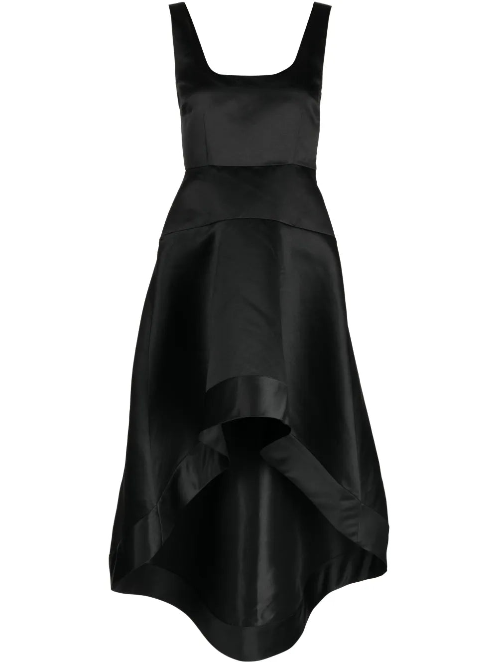 Satin-Finish High-Low Midi Dress