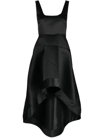 Satin-Finish High-Low Midi Dress