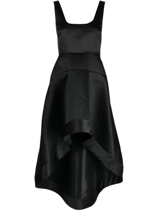 Satin-Finish High-Low Midi Dress