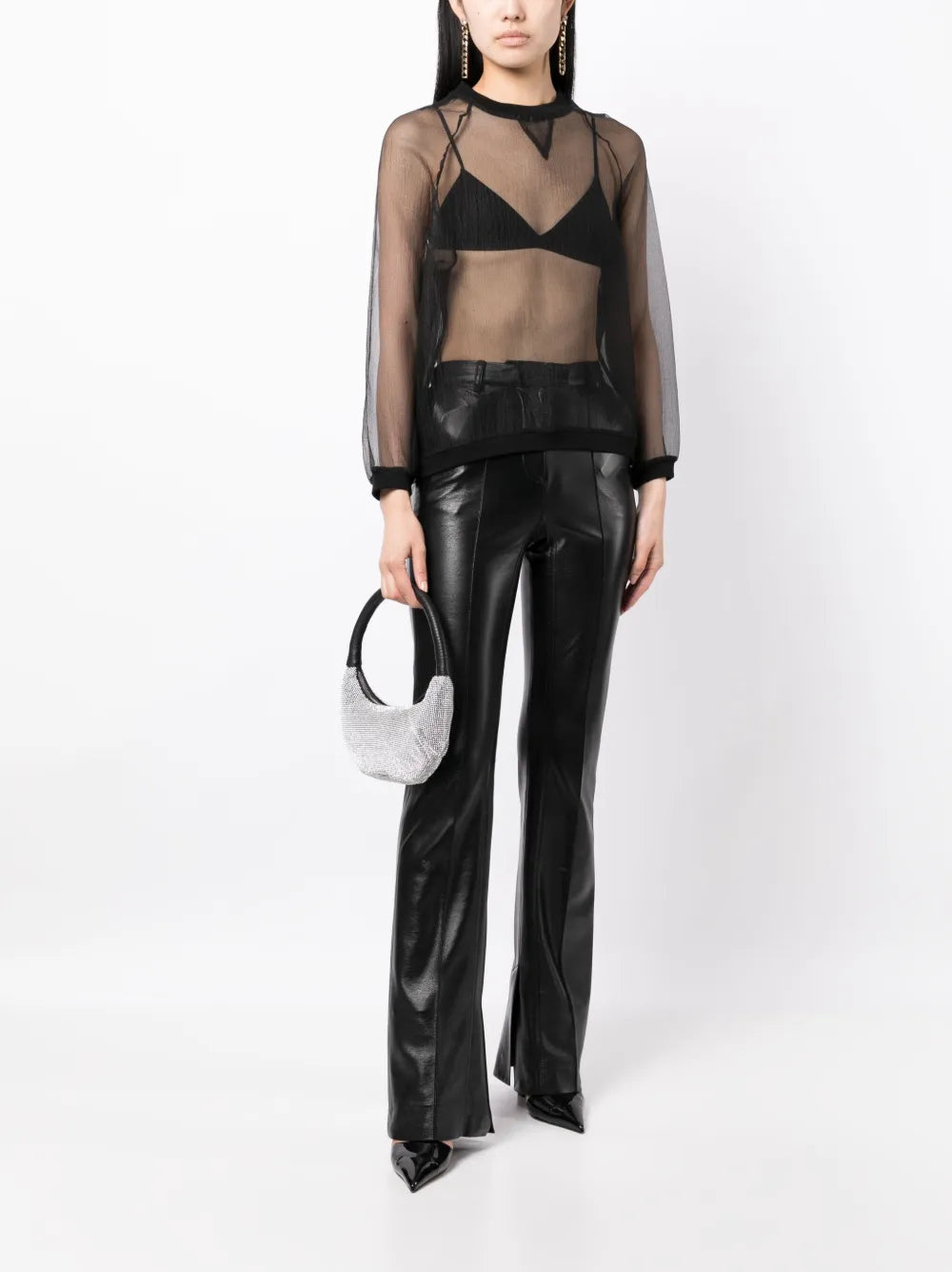 Crew-Neck Organza Sweatshirt