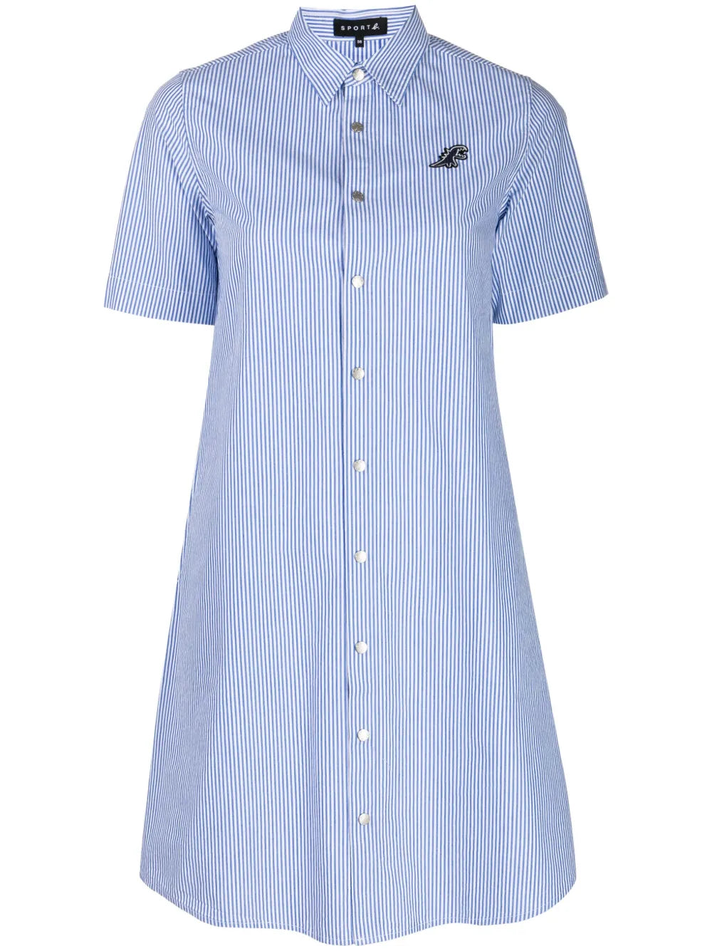 Dino Logo-Patch Striped Shirtdress
