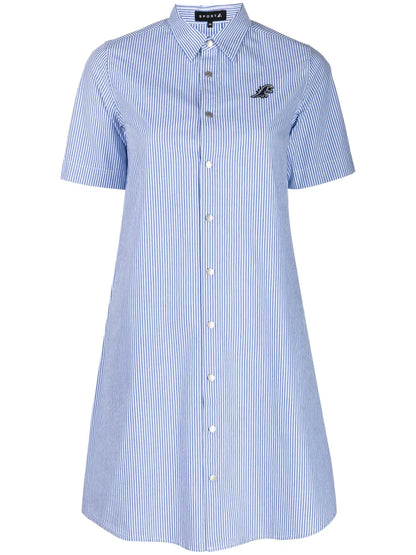 Dino Logo-Patch Striped Shirtdress