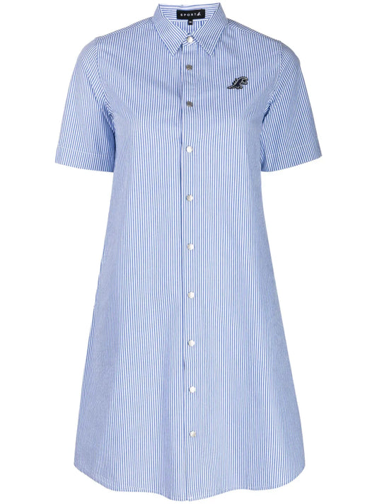 Dino Logo-Patch Striped Shirtdress