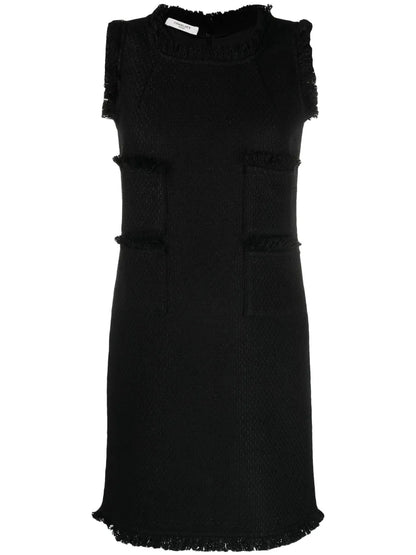 Fringe-Trim Knitted Mid Dress