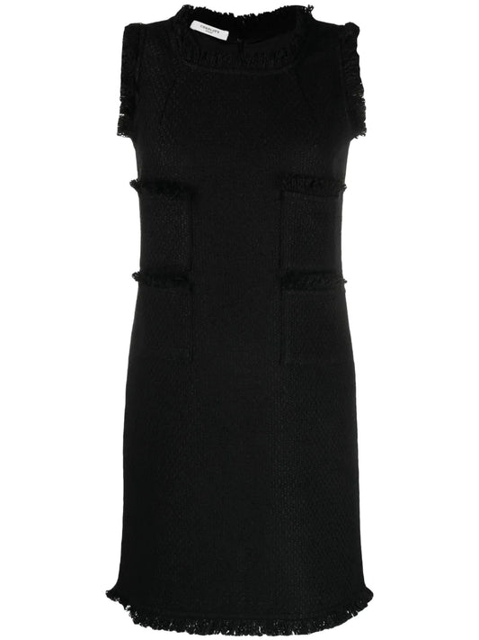 Fringe-Trim Knitted Mid Dress