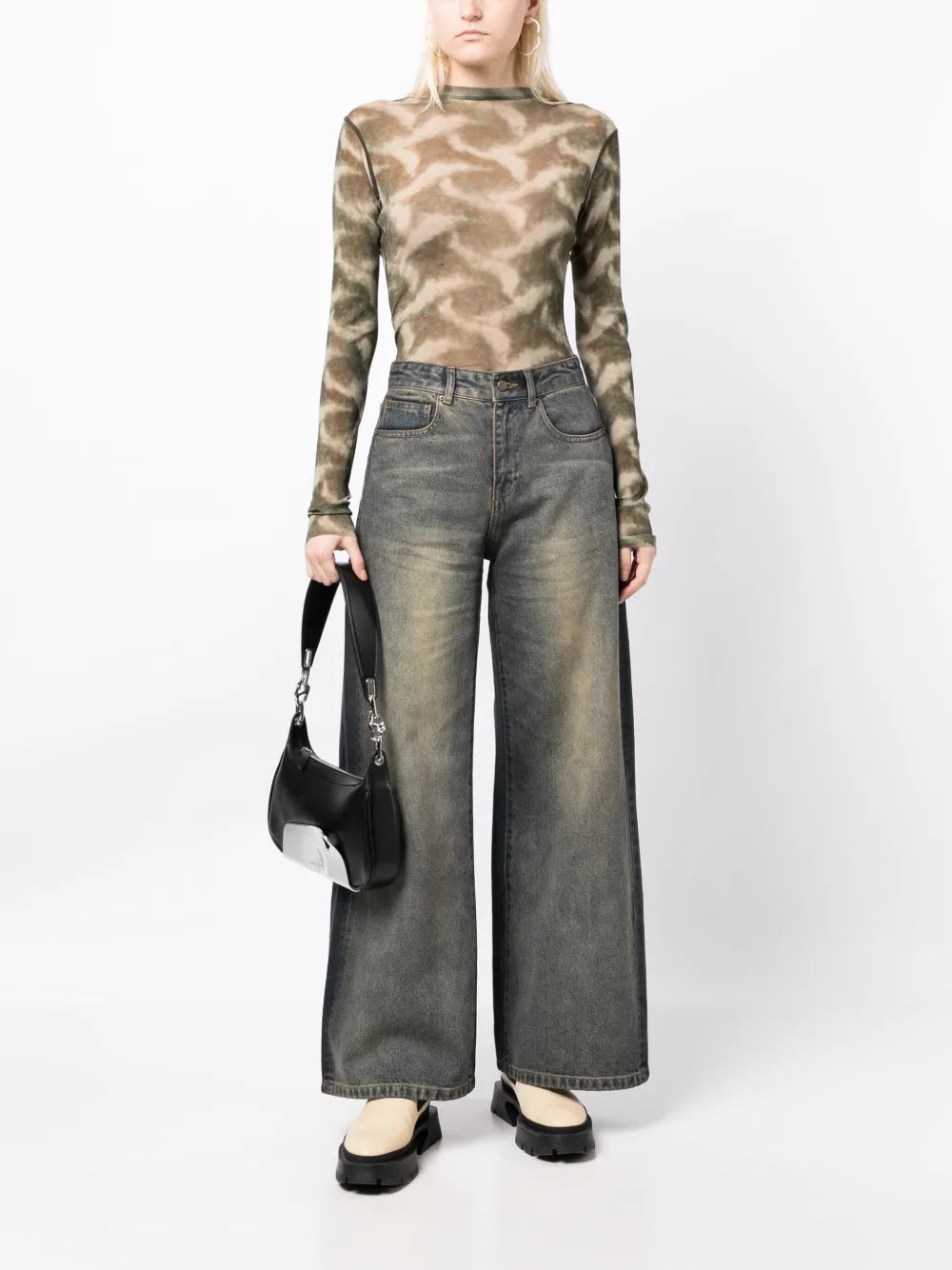 Wide-Leg Gradient-Effect Jeans