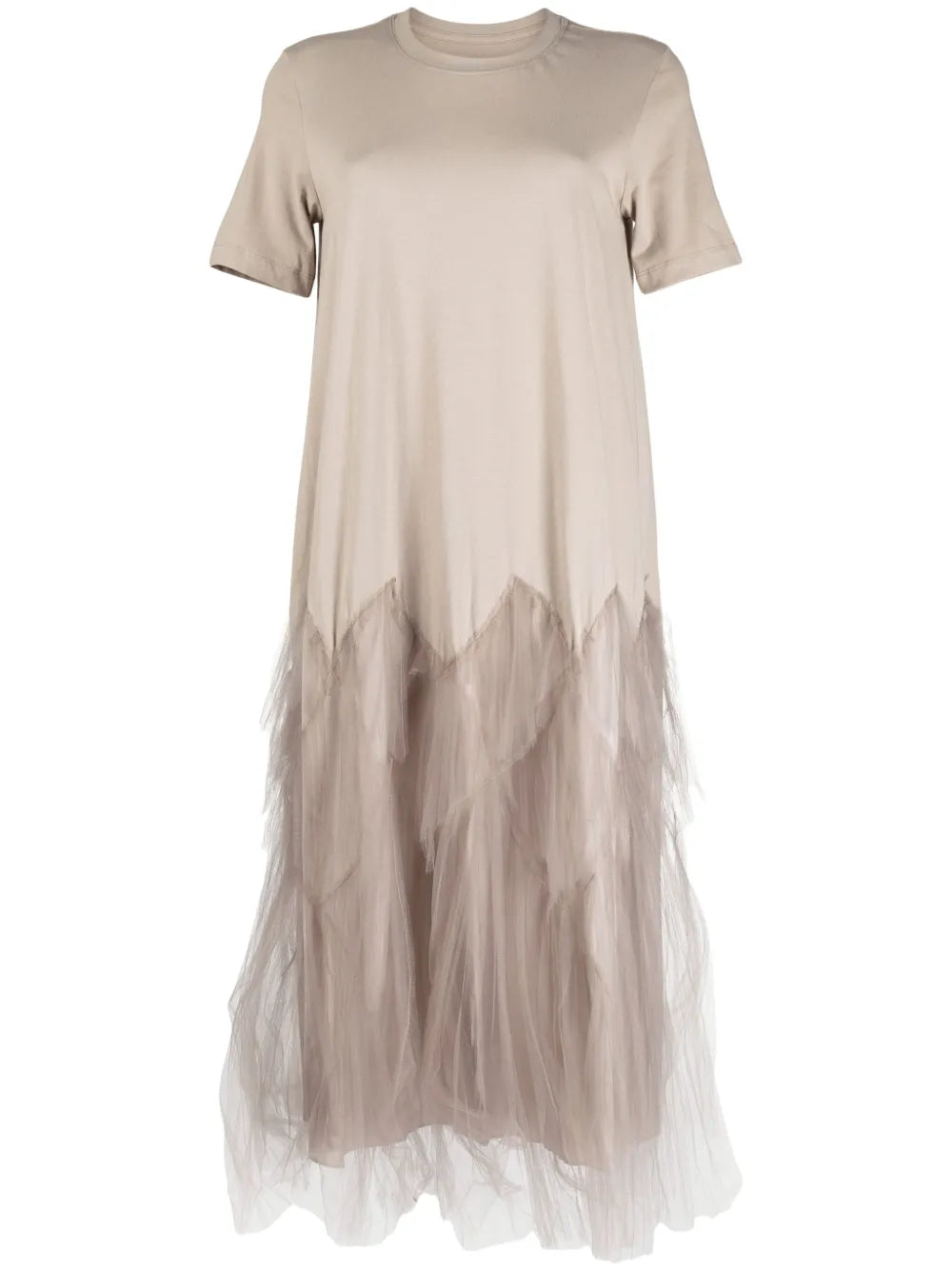 Tulle-Panel Cotton Midi Dress