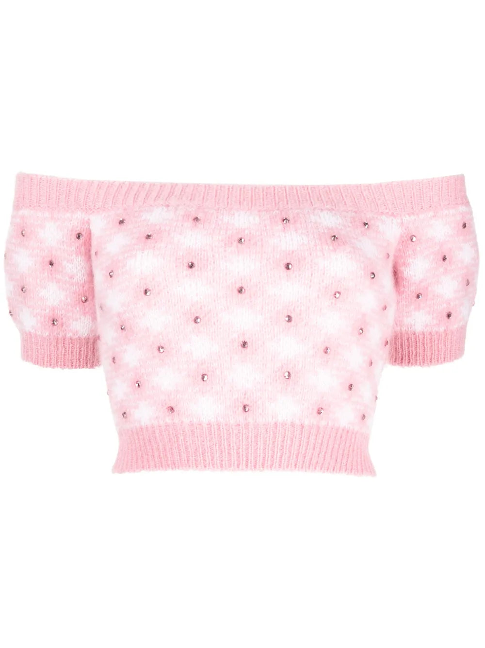 Vichy-Print Knitted Top