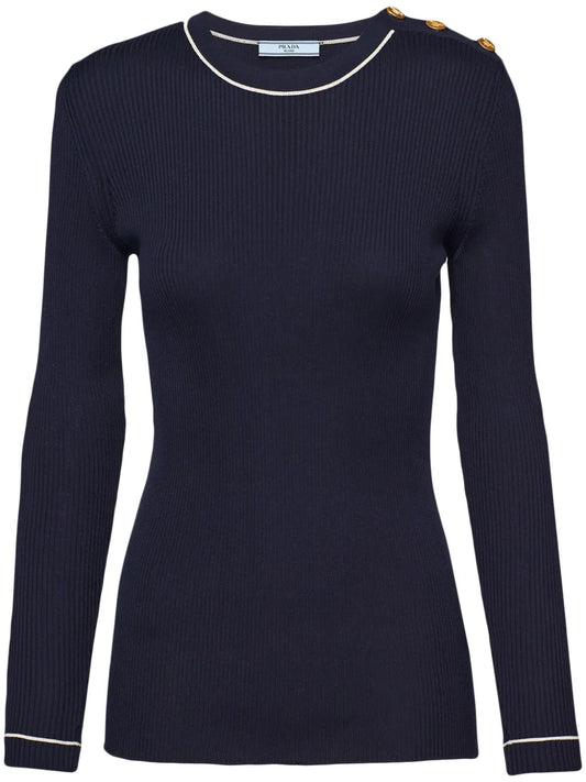 Button-Embellished Silk Jumper