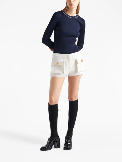 Button-Embellished Silk Jumper