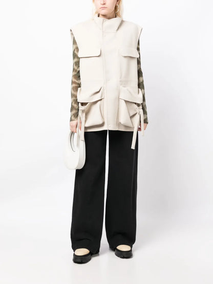 Multiple-Pocket Wool Vest