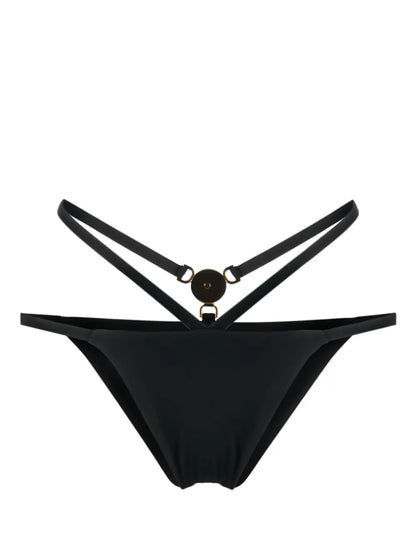 Medusa-Plaque Strappy Bikini Bottoms