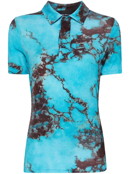 Graphic-Print Knitted Polo Shirt