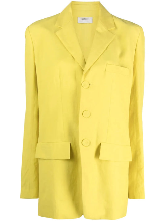 Notched-Lapels Button-Up Blazer