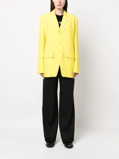 Notched-Lapels Button-Up Blazer