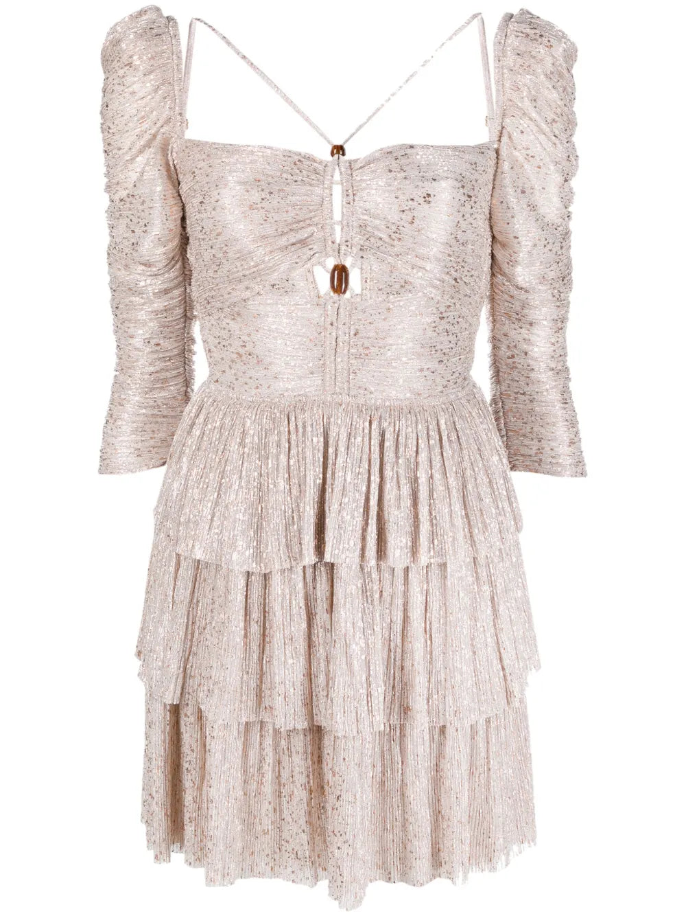 Plissé Effect Tiered Mini Dress