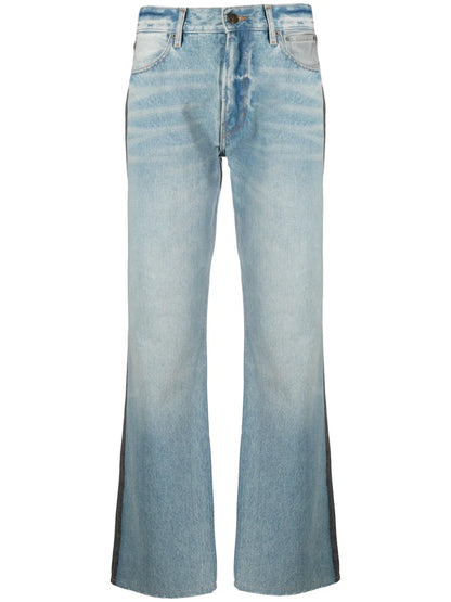 Two-Tone Straight-Leg Jeans