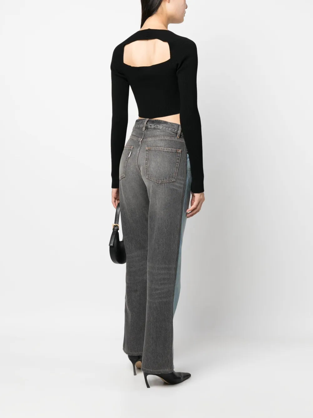 Two-Tone Straight-Leg Jeans
