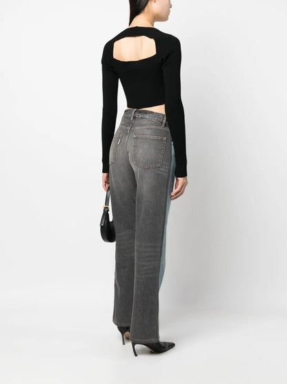 Two-Tone Straight-Leg Jeans