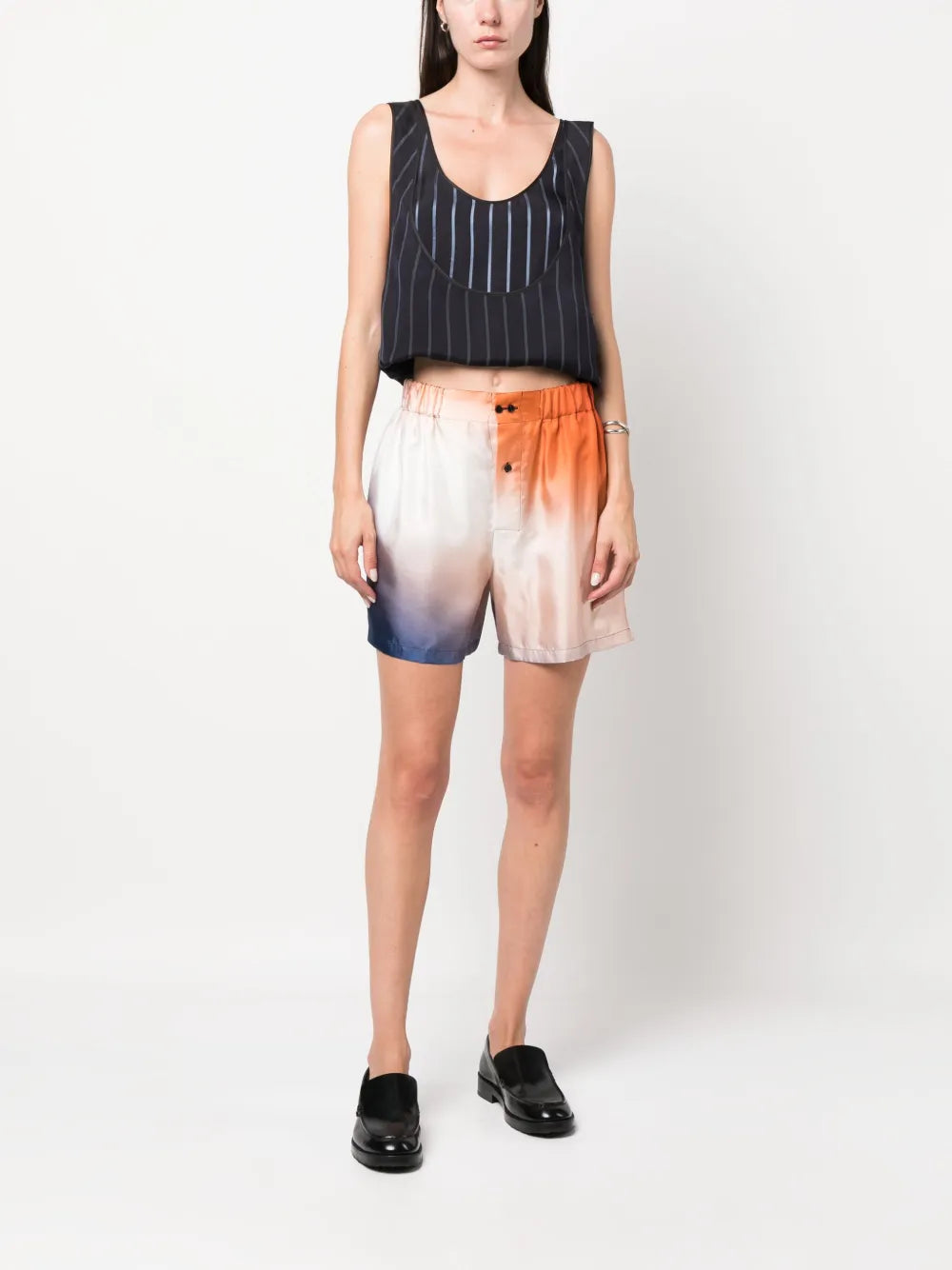Gradient-Effect Elasticated-Waist Shorts