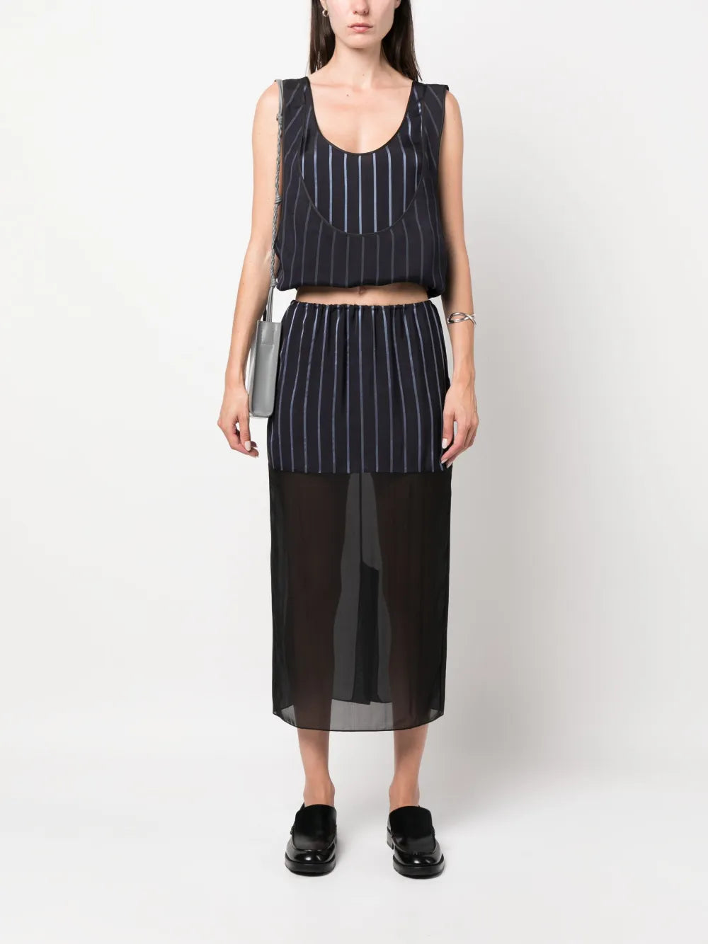 Striped Sheer Midi Skirt
