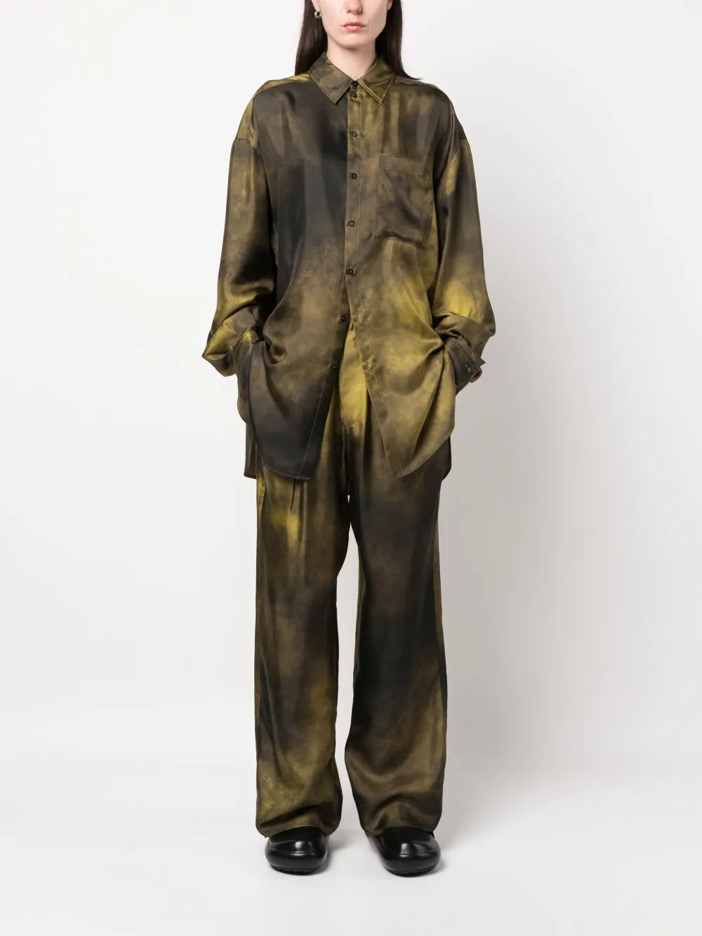 Abstract-Print Wide-Leg Trousers