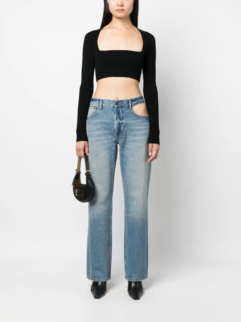 Cut-Out Straight-Leg Jeans