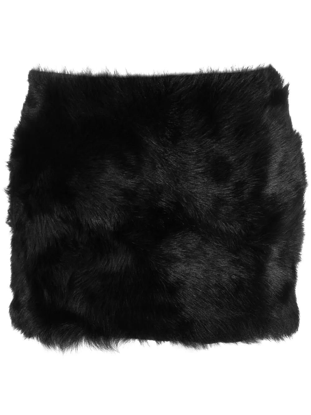 Fleece-Texture Leather Miniskirt