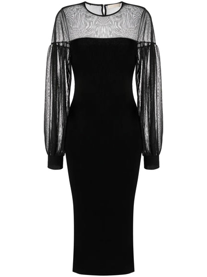 Milla Sheer-Panelling Ribbed Dress