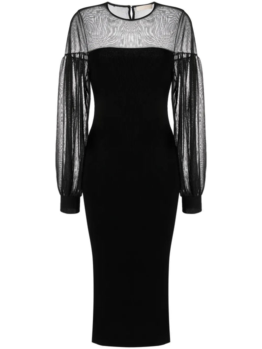 Milla Sheer-Panelling Ribbed Dress