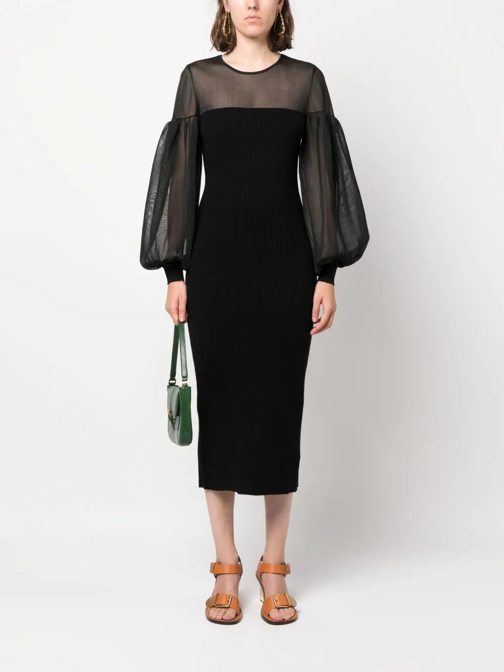 Milla Sheer-Panelling Ribbed Dress