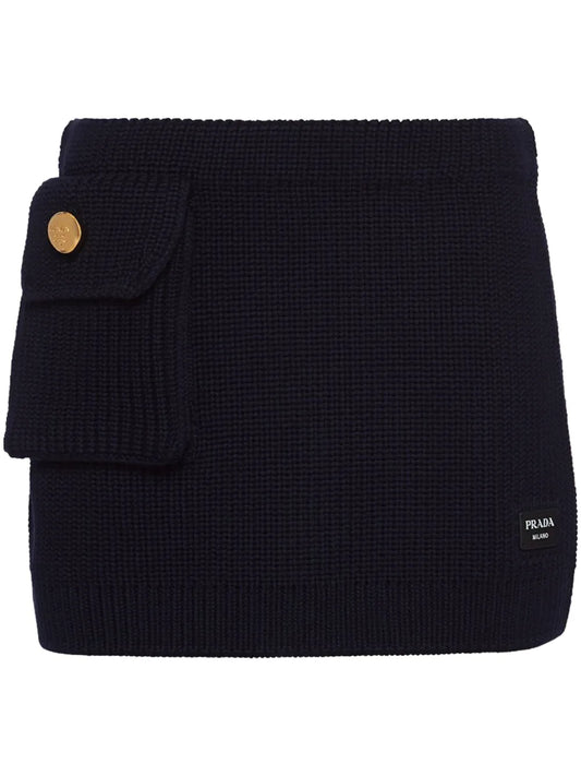 Ribbed-Knit Wool Miniskirt
