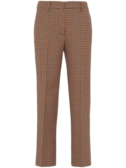 Houndstooth-Check Wool Trousers