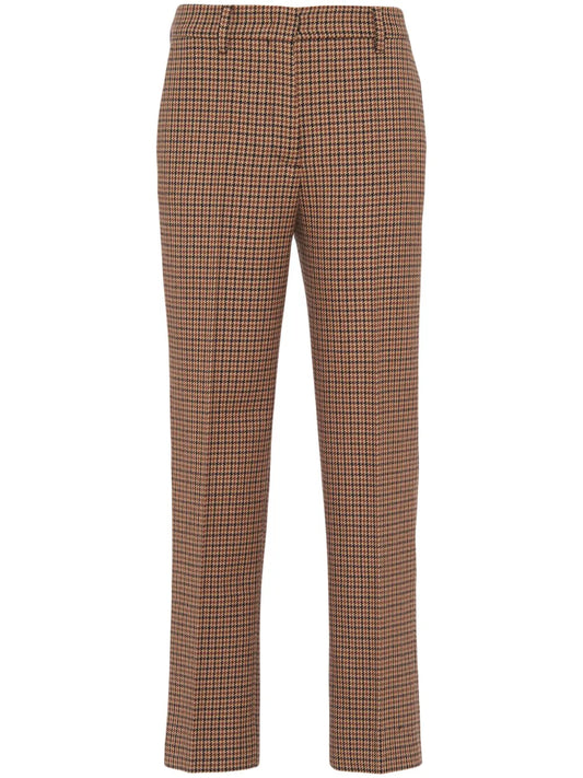 Houndstooth-Check Wool Trousers