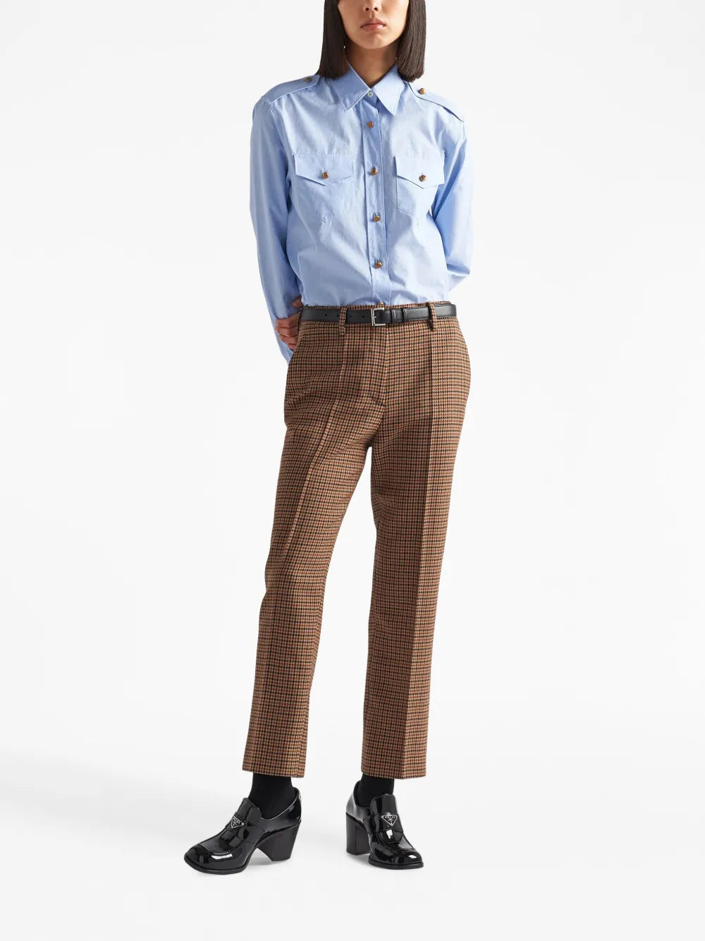 Houndstooth-Check Wool Trousers