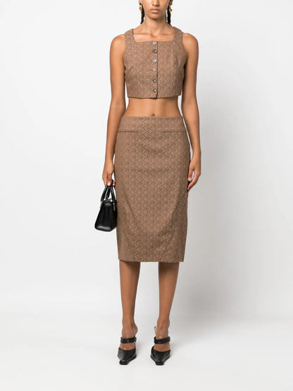 Regenerated Moon Diamant Jacquard Midi Skirt