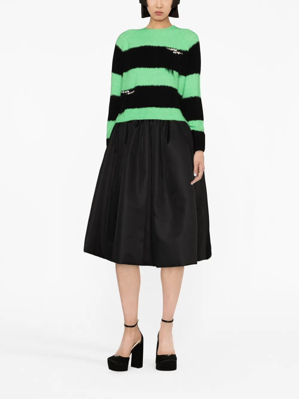 Rhinestone-Embellished Striped Jumper