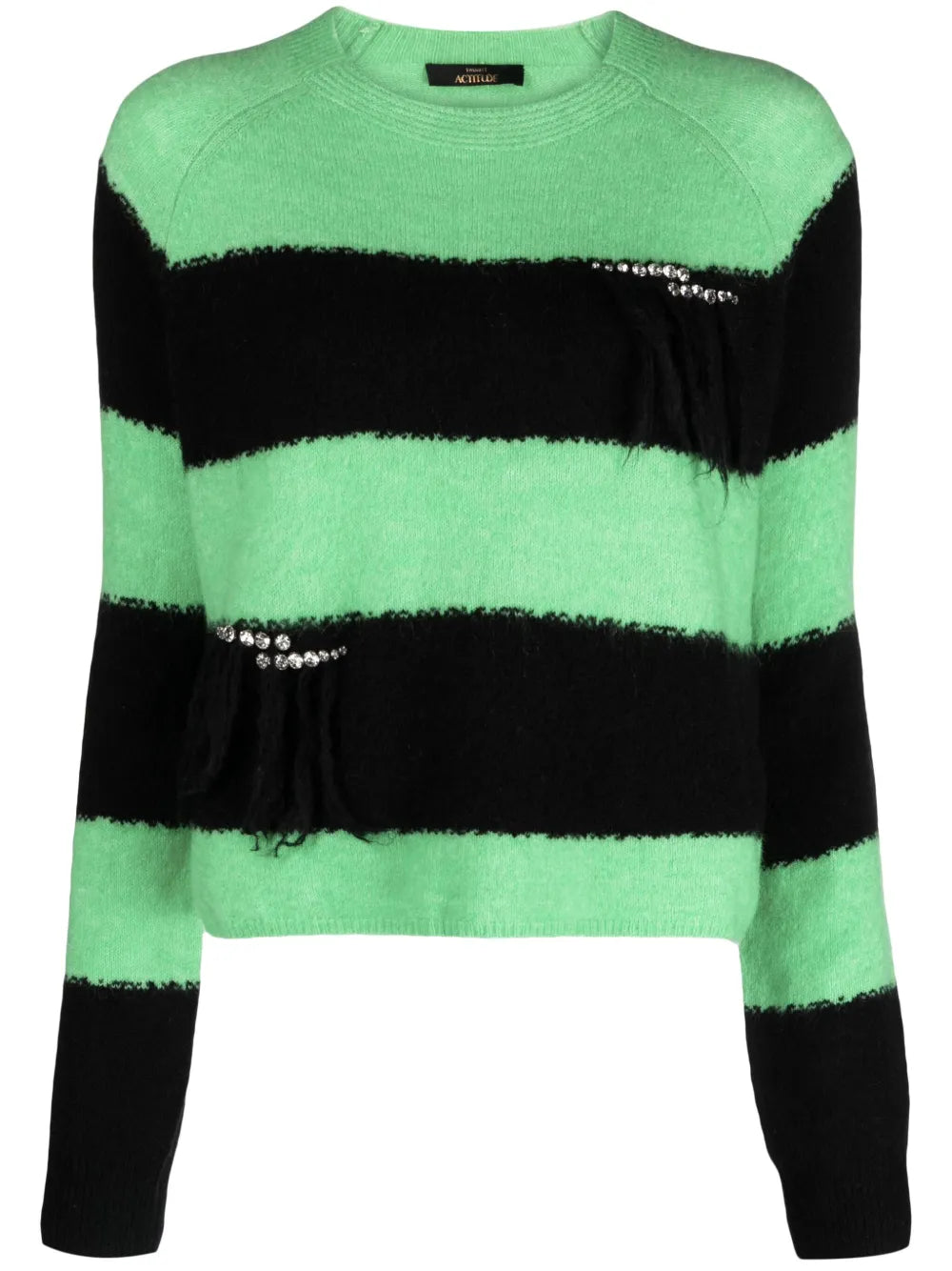 Rhinestone-Embellished Striped Jumper