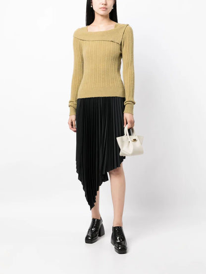 Square-Neck Knitted Jumper