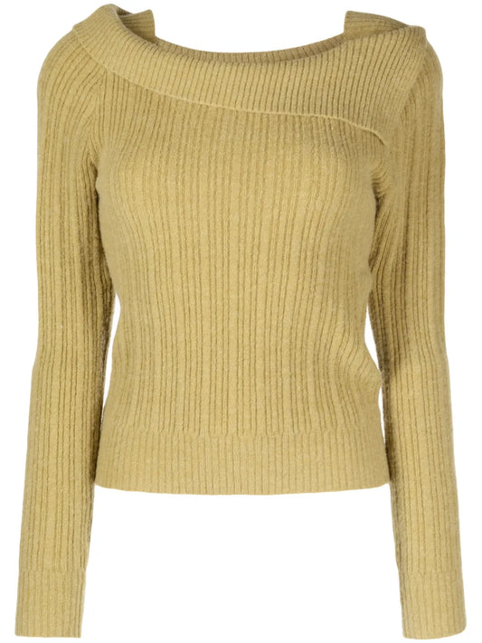 Square-Neck Knitted Jumper