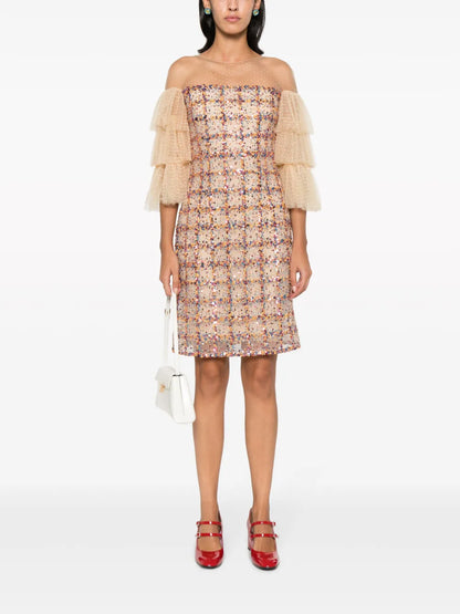 Sequined Ruffled-Sleeve Dress