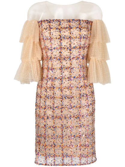 Sequined Ruffled-Sleeve Dress