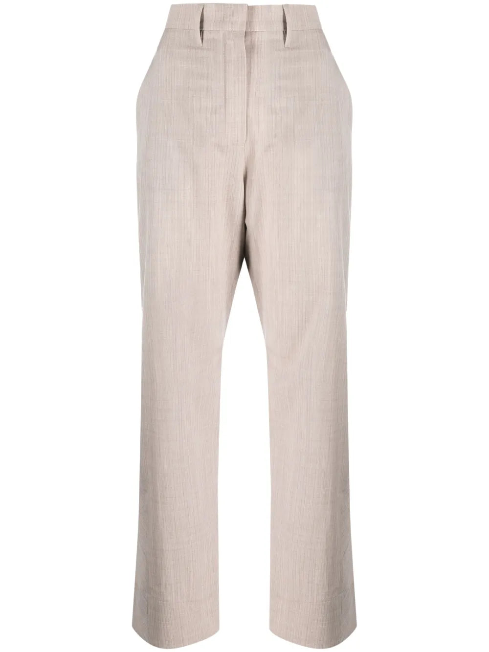 Mélange-Effect Straight-Leg Wool Trousers
