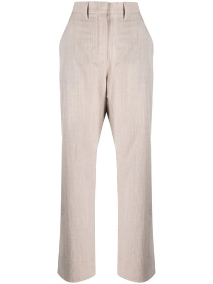 Mélange-Effect Straight-Leg Wool Trousers
