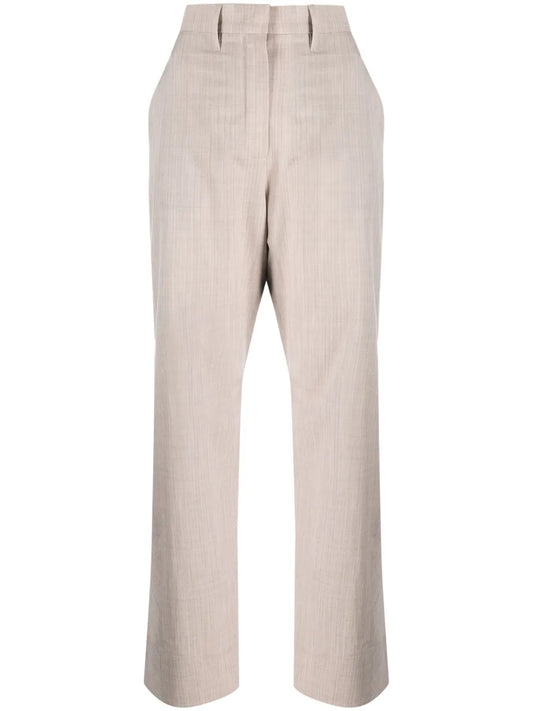 Mélange-Effect Straight-Leg Wool Trousers