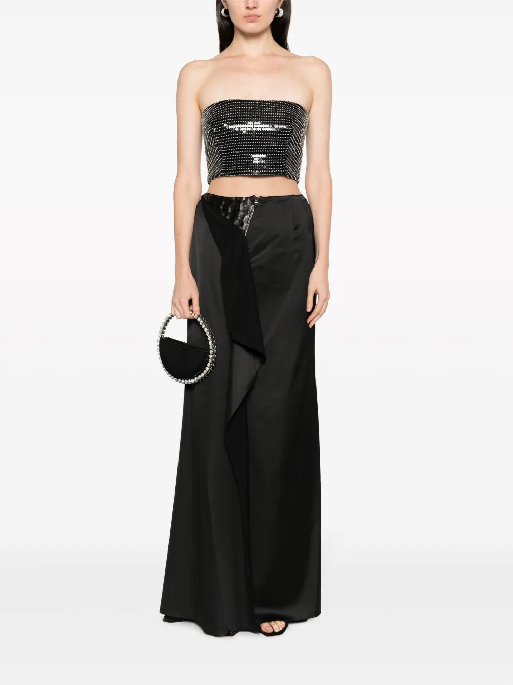 Sequin-Embellished Satin Maxi Skirt